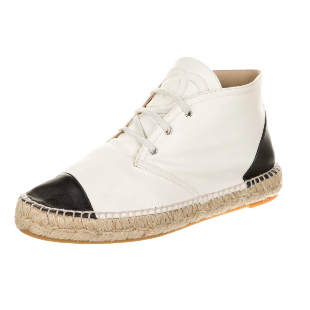CHANEL Leather Ankle Boots Chukka Espadrilles